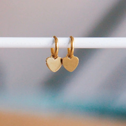 You Are Loved Hoop Earrings with Mini Heart – Gold